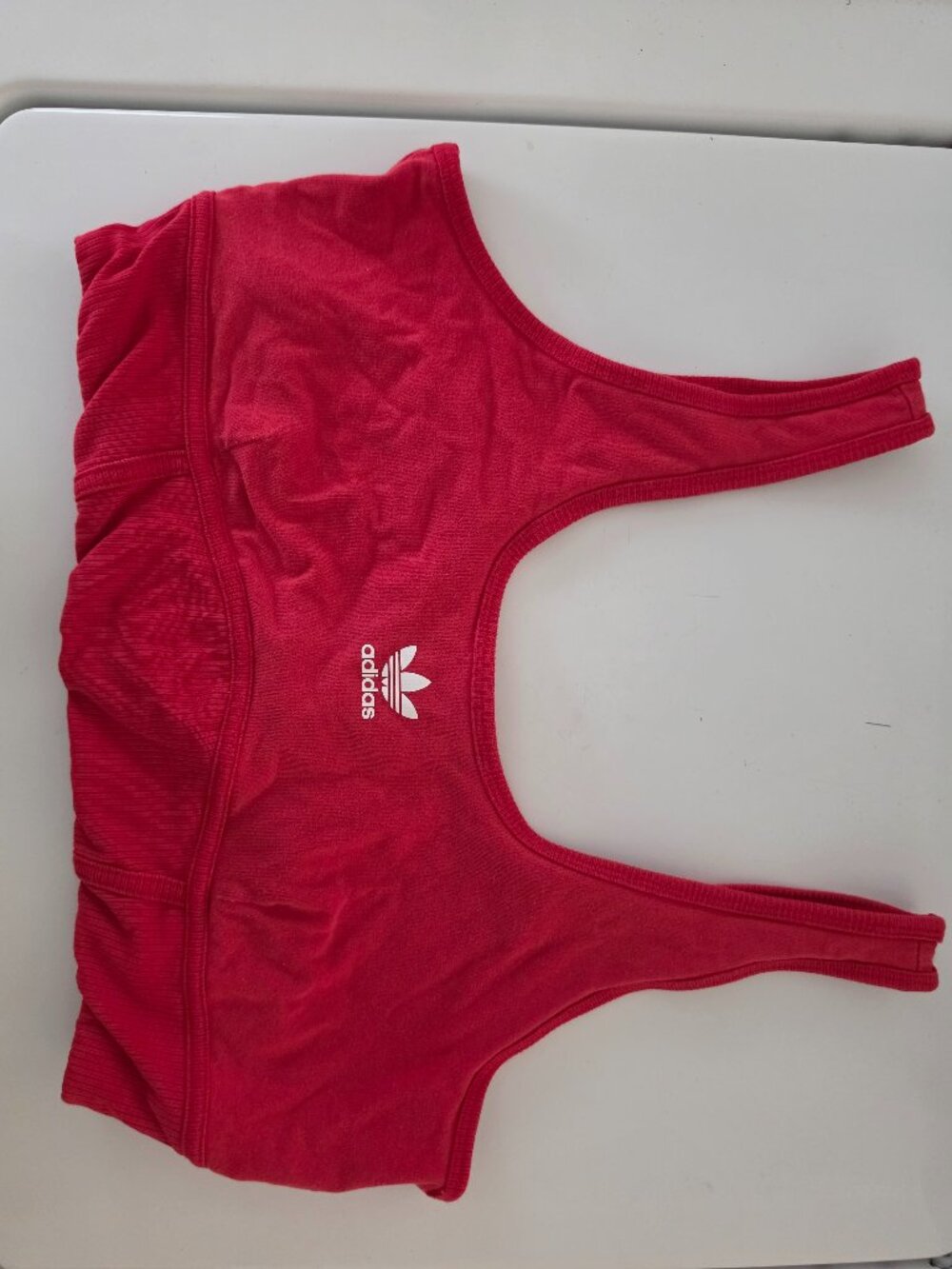 Adidas Originals Women's red crop top / bralette, scoop neckline & logo, size L